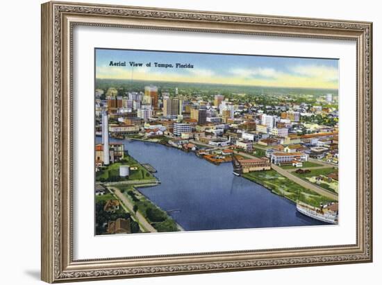 Tampa, Florida - Aerial View of the City-Lantern Press-Framed Art Print