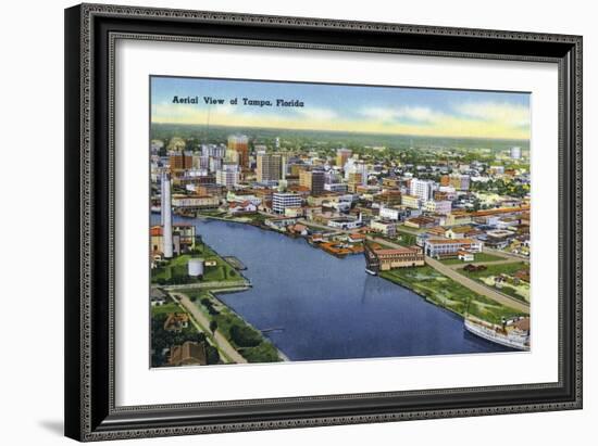 Tampa, Florida - Aerial View of the City-Lantern Press-Framed Art Print