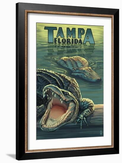 Tampa, Florida - Alligators-Lantern Press-Framed Art Print