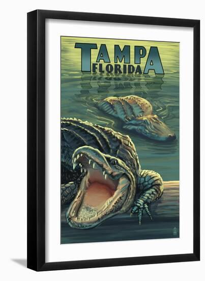 Tampa, Florida - Alligators-Lantern Press-Framed Art Print