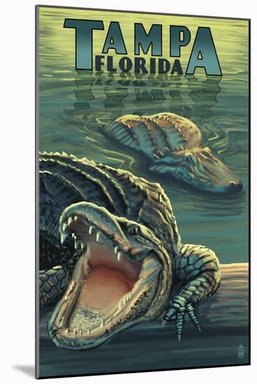 Tampa, Florida - Alligators-Lantern Press-Mounted Art Print