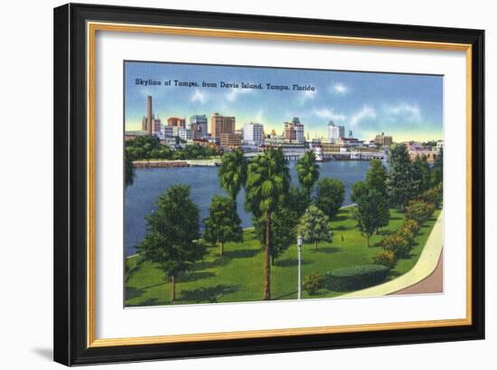 Tampa, Florida - Davis Island, Skyline View-Lantern Press-Framed Art Print