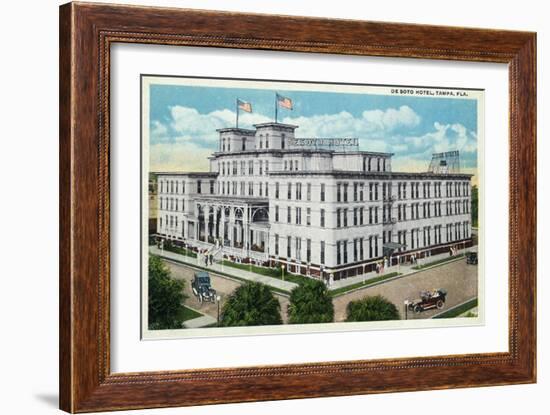 Tampa, Florida - De Soto Hotel Exterior View-Lantern Press-Framed Art Print