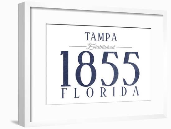 Tampa, Florida - Established Date (Blue)-Lantern Press-Framed Art Print