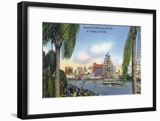 Tampa, Florida - Gasparilla Entering the Harbor Scene-Lantern Press-Framed Art Print