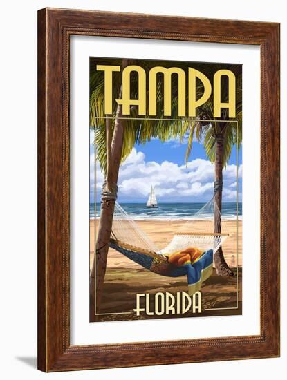 Tampa, Florida - Palms and Hammock-Lantern Press-Framed Art Print