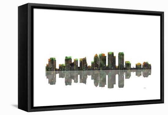 Tampa Florida Skyline BW 1-Marlene Watson-Framed Premier Image Canvas