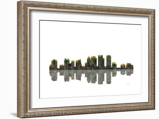 Tampa Florida Skyline BW 1-Marlene Watson-Framed Giclee Print