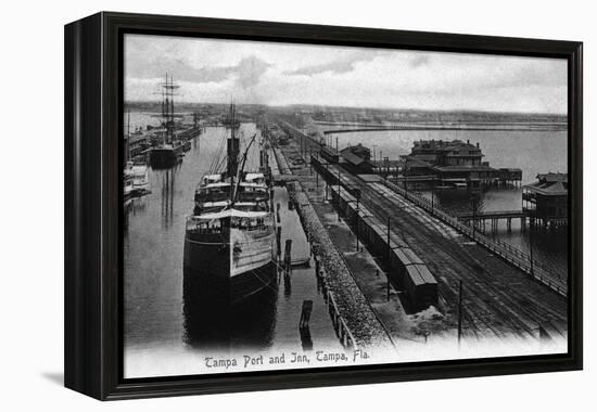 Tampa, Florida - Tampa Port and Inn View-Lantern Press-Framed Stretched Canvas