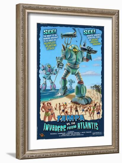 Tampa, Florida - Tampa vs. Atlantean Invaders-Lantern Press-Framed Art Print