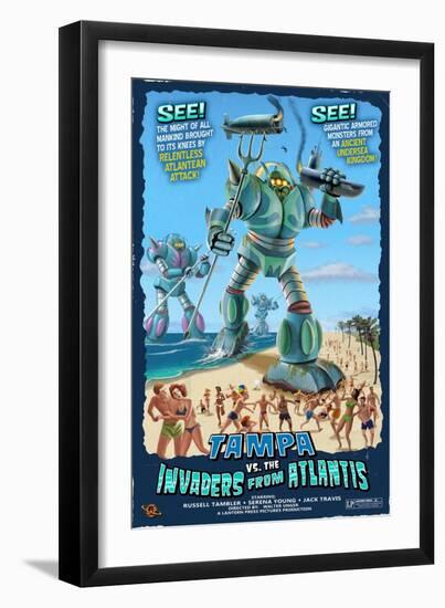 Tampa, Florida - Tampa vs. Atlantean Invaders-Lantern Press-Framed Art Print