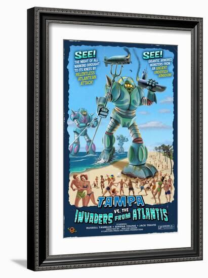 Tampa, Florida - Tampa vs. Atlantean Invaders-Lantern Press-Framed Art Print