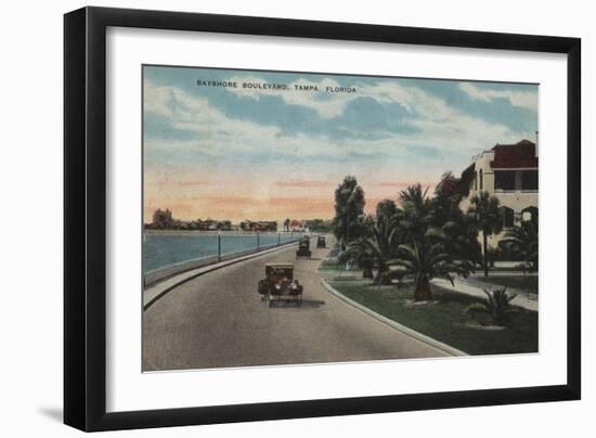 Tampa, Florida - View of Bayshore Blvd-Lantern Press-Framed Art Print