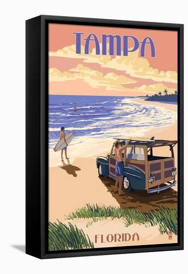 Tampa, Florida - Woody on the Beach-Lantern Press-Framed Stretched Canvas