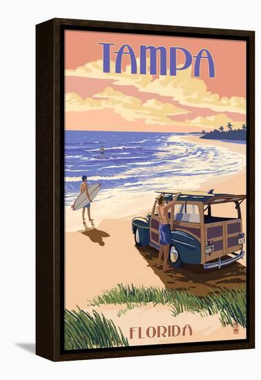 Tampa, Florida - Woody on the Beach-Lantern Press-Framed Stretched Canvas
