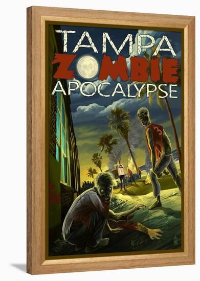 Tampa, Florida - Zombie Apocalypse-Lantern Press-Framed Stretched Canvas