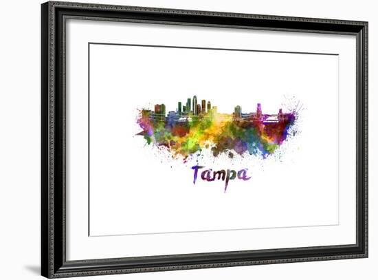 Tampa Skyline in Watercolor-paulrommer-Framed Art Print
