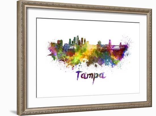 Tampa Skyline in Watercolor-paulrommer-Framed Art Print