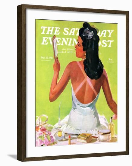 "Tan Lines," Saturday Evening Post Cover, September 27, 1941-Albert W. Hampson-Framed Giclee Print