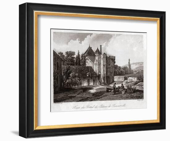 Tancarville Castle. (Engraving, Ca. 1840)-French School-Framed Giclee Print