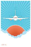 Airplane in Blue Sky and Sun.Vector Poster Background for Text-Tancha-Art Print
