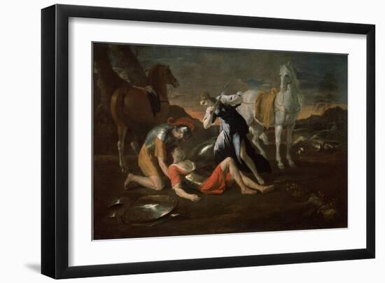 Tancred and Erminia, 1631 (Oil on Canvas)-Nicolas Poussin-Framed Giclee Print