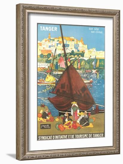 Tangier Travel Poster-null-Framed Premium Giclee Print