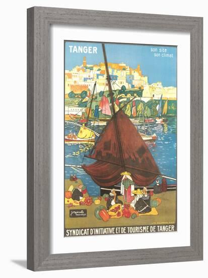 Tangier Travel Poster-null-Framed Premium Giclee Print