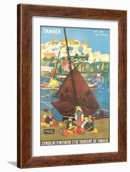 Tangier Travel Poster-null-Framed Premium Giclee Print