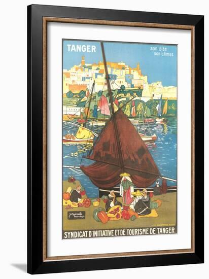 Tangier Travel Poster-null-Framed Premium Giclee Print