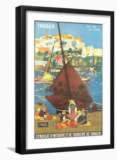 Tangier Travel Poster-null-Framed Premium Giclee Print