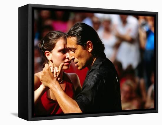 Tango Dancers at Sunday Market in Plaza Dorrego, Buenos Aires, Argentina-Michael Taylor-Framed Premier Image Canvas