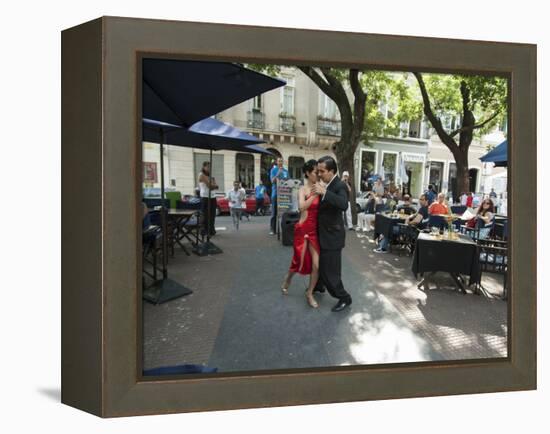 Tango Dancers Dancing for Tips at a Sidewalk Cafe-null-Framed Premier Image Canvas