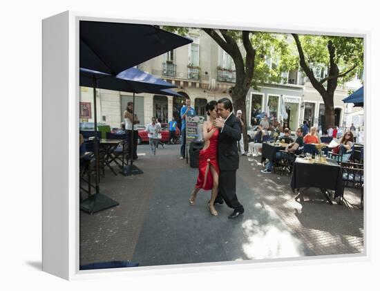 Tango Dancers Dancing for Tips at a Sidewalk Cafe-null-Framed Premier Image Canvas