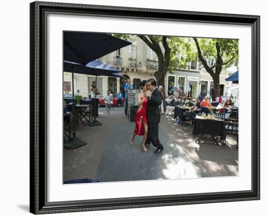 Tango Dancers Dancing for Tips at a Sidewalk Cafe-null-Framed Photographic Print