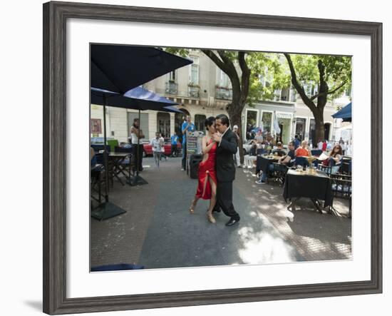 Tango Dancers Dancing for Tips at a Sidewalk Cafe-null-Framed Photographic Print