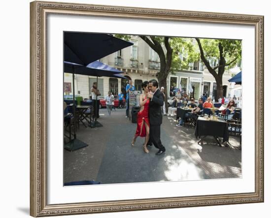 Tango Dancers Dancing for Tips at a Sidewalk Cafe-null-Framed Photographic Print