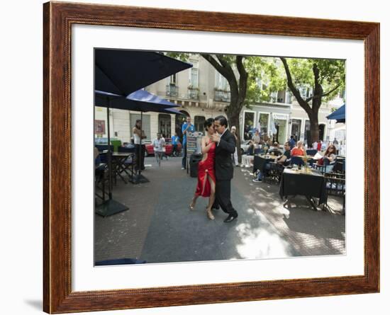 Tango Dancers Dancing for Tips at a Sidewalk Cafe-null-Framed Photographic Print