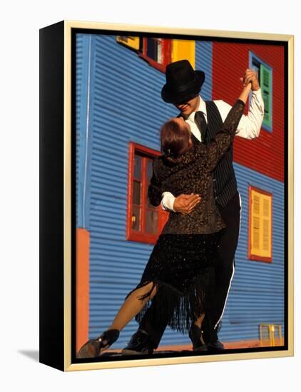 Tango Dancers on Calle Caminito, La Boca District, Buenos Aires, Argentina-Sergio Pitamitz-Framed Premier Image Canvas