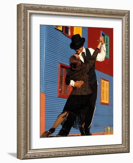 Tango Dancers on Calle Caminito, La Boca District, Buenos Aires, Argentina-Sergio Pitamitz-Framed Photographic Print