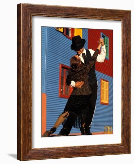 Tango Dancers on Calle Caminito, La Boca District, Buenos Aires, Argentina-Sergio Pitamitz-Framed Photographic Print