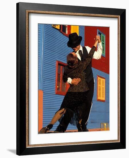 Tango Dancers on Calle Caminito, La Boca District, Buenos Aires, Argentina-Sergio Pitamitz-Framed Photographic Print