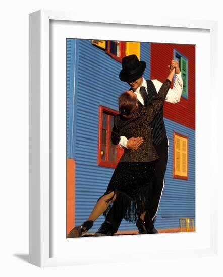 Tango Dancers on Calle Caminito, La Boca District, Buenos Aires, Argentina-Sergio Pitamitz-Framed Photographic Print