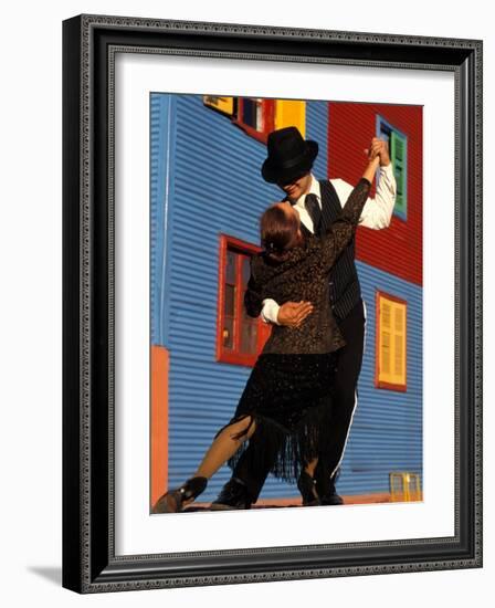 Tango Dancers on Calle Caminito, La Boca District, Buenos Aires, Argentina-Sergio Pitamitz-Framed Photographic Print