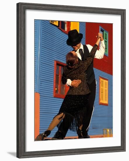 Tango Dancers on Calle Caminito, La Boca District, Buenos Aires, Argentina-Sergio Pitamitz-Framed Photographic Print