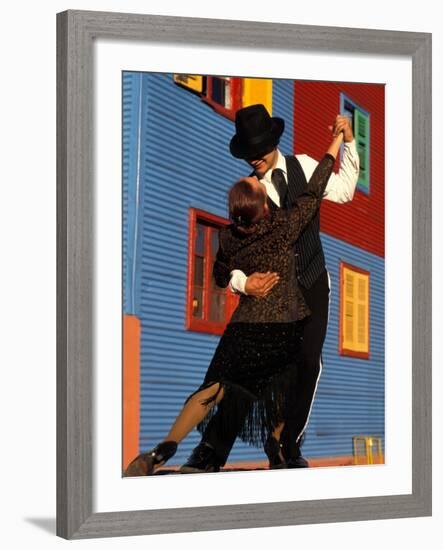 Tango Dancers on Calle Caminito, La Boca District, Buenos Aires, Argentina-Sergio Pitamitz-Framed Photographic Print