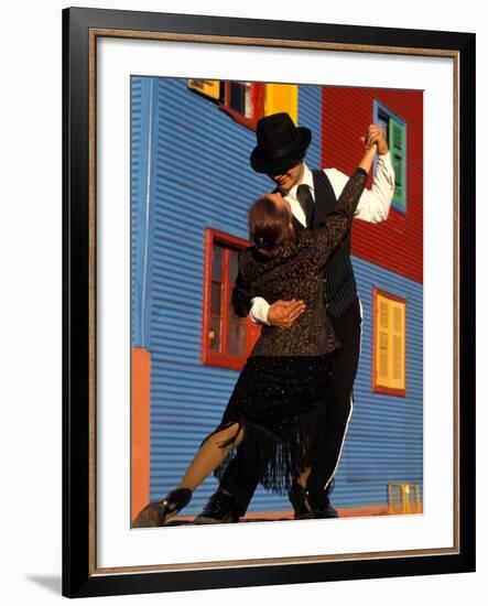 Tango Dancers on Calle Caminito, La Boca District, Buenos Aires, Argentina-Sergio Pitamitz-Framed Photographic Print