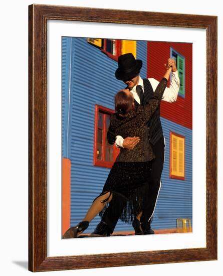 Tango Dancers on Calle Caminito, La Boca District, Buenos Aires, Argentina-Sergio Pitamitz-Framed Photographic Print