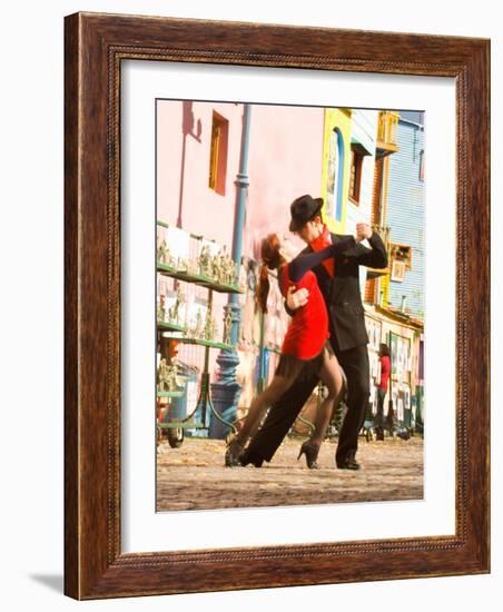 Tango Dancers on Caminito Avenue, La Boca District, Buenos Aires, Argentina-Stuart Westmoreland-Framed Photographic Print