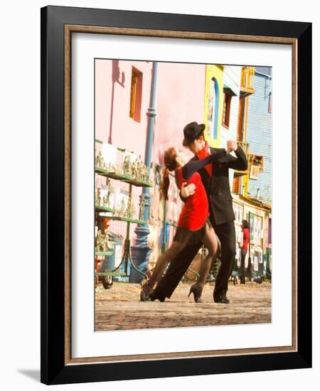 Tango Dancers on Caminito Avenue, La Boca District, Buenos Aires, Argentina-Stuart Westmoreland-Framed Photographic Print